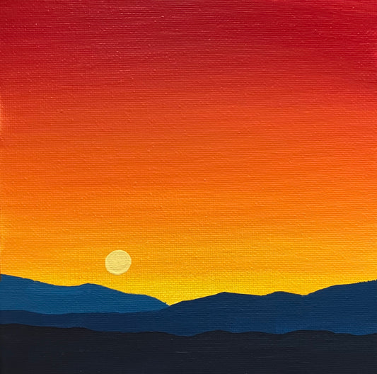 Sunset & Mountains - Original Acrylic Painting