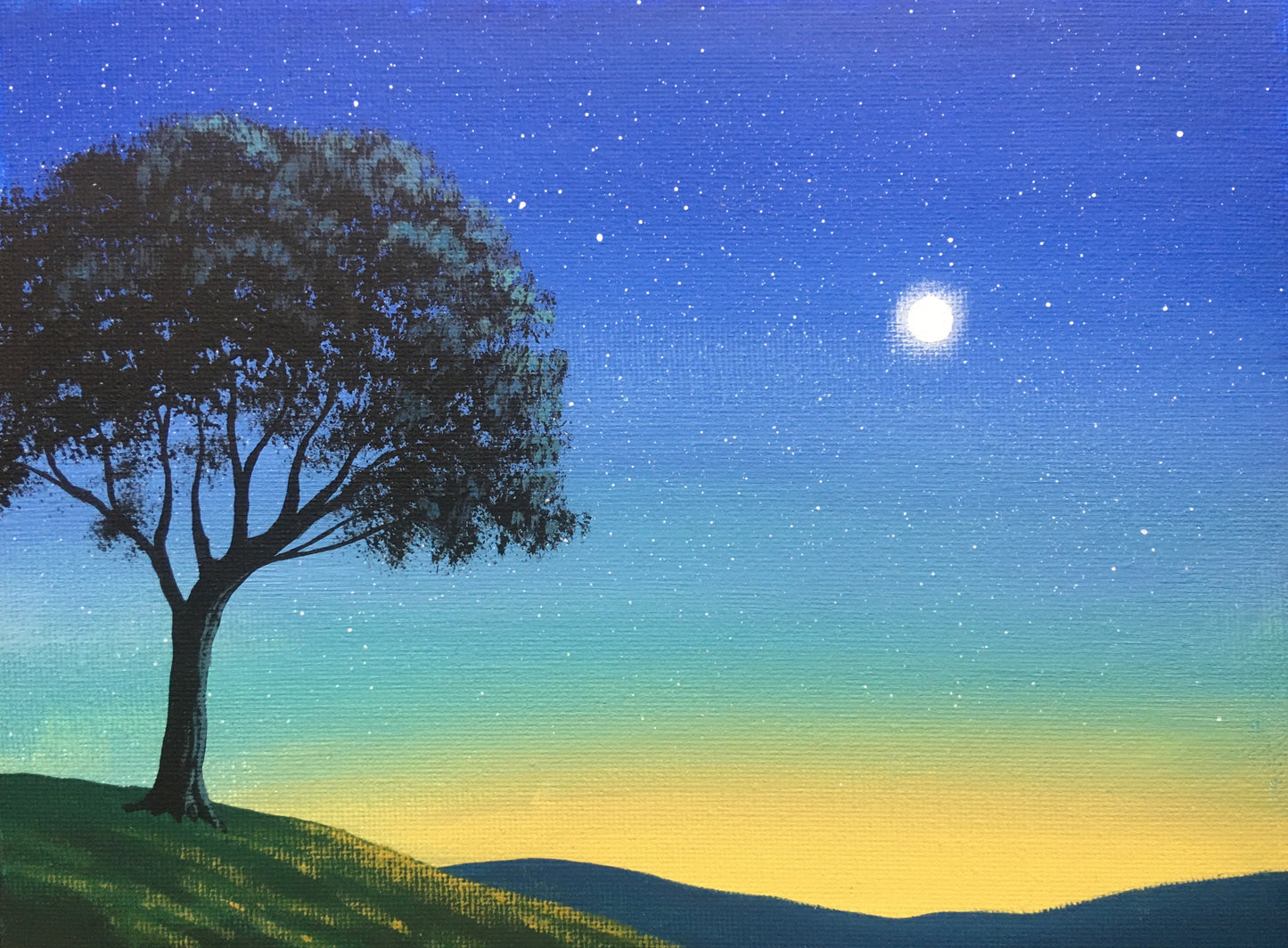 Sunrise with Mountains and Tree - Print