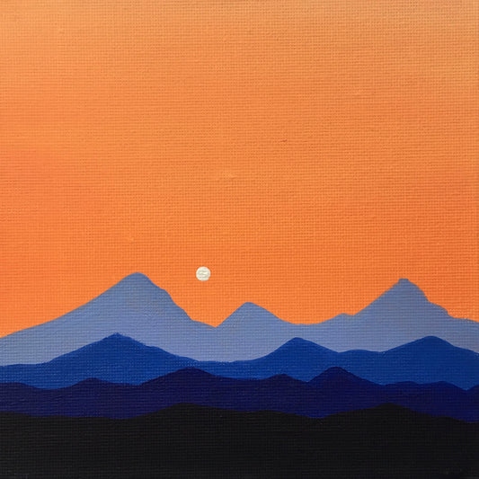 Full Moon & Mountains - Original Acrylic Painting