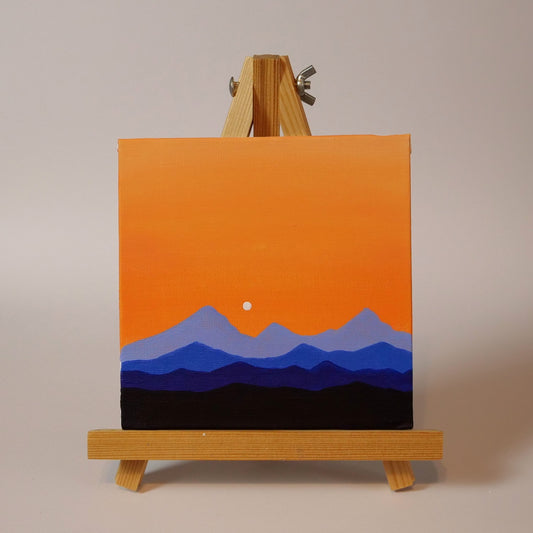 Full Moon & Mountains - Original Acrylic Painting