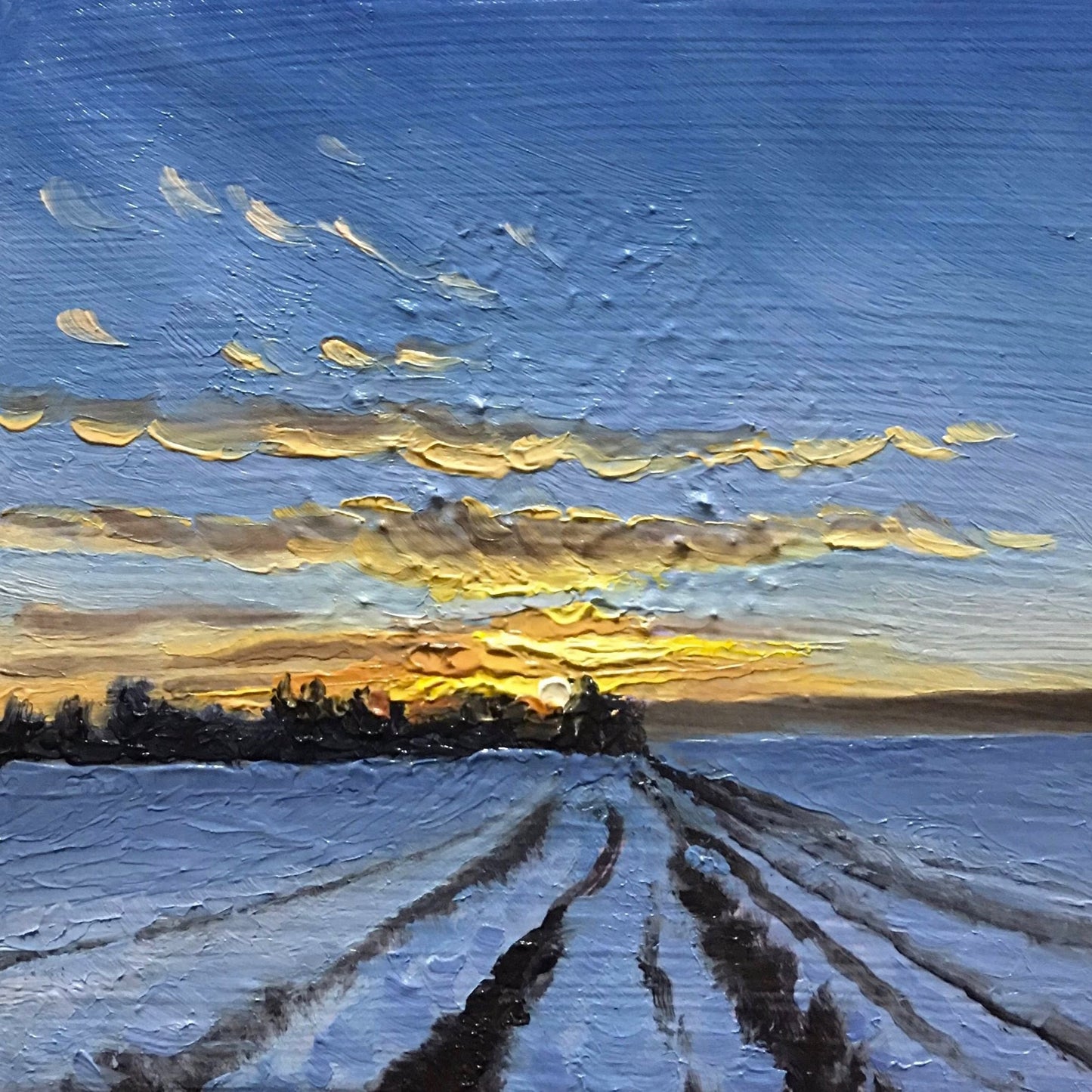 Winter Sunset - Original Oil Painting